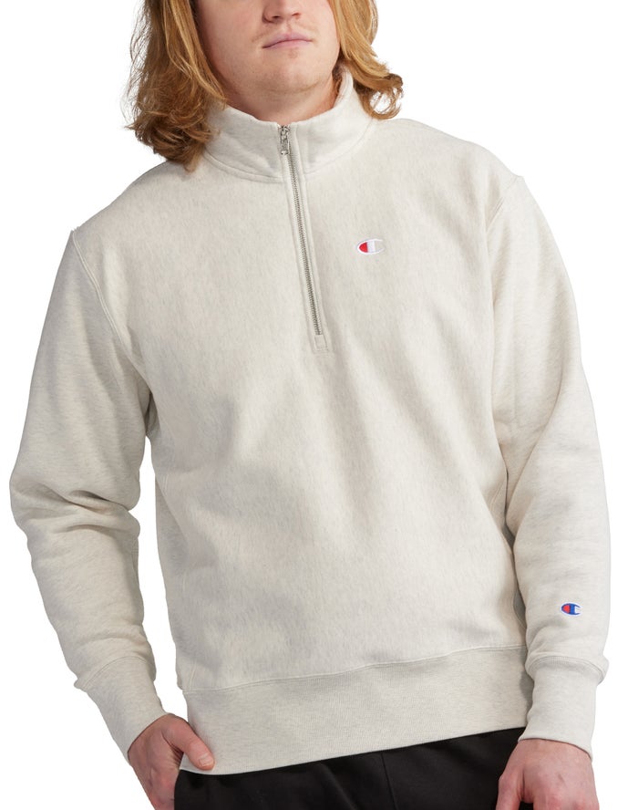 Champion Reverse Weave 1/4 Zip Embroidered C Logo - Miesten Harmaat Collegepaita - Suomi 0237581-OG